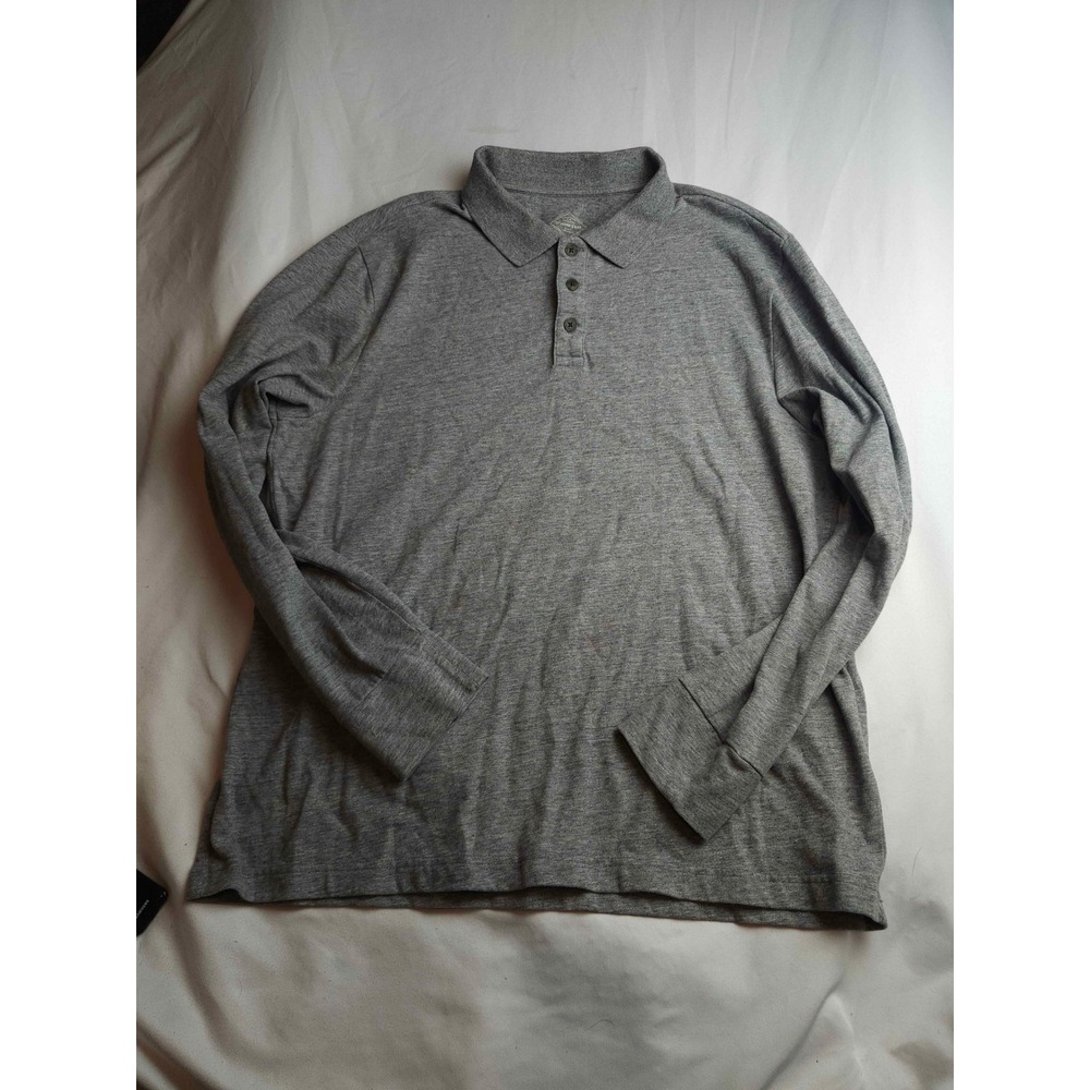 St Johns Bay Mens Large Legacy Polo Shirt Long Sleeve Gray Heather